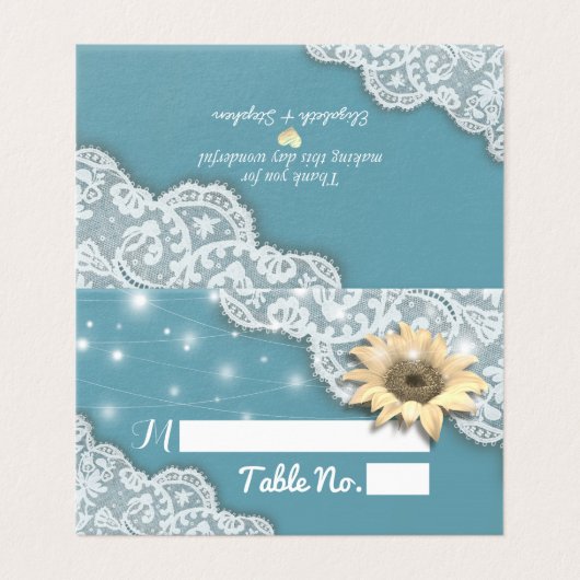 Weddenschap Tafelnummer plaats Zonnebloemen Lichte (Buitenkant ongevouwen)