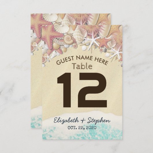 Weddenschap Tafelnummer zomerstrand (Voorkant / Achterkant)