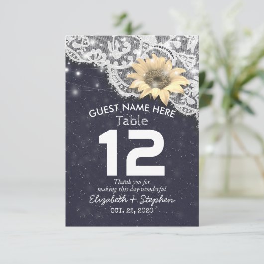 Weddenschap Tafelnummers plaatsen Zonnebloemen Lic (Staand voorkant)