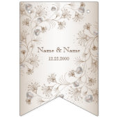 Weddenschap Tan Floral Heart beige Elegant Vlaggetjes (Tweede vlag)