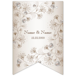 Weddenschap Tan Floral Heart beige Elegant Vlaggetjes