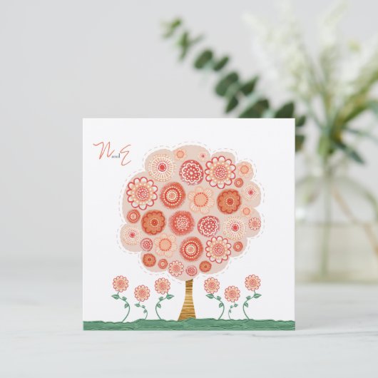 Weddenschap Tangerine Boom Afdrukbare unieke uitno Kaart (Staand voorkant)