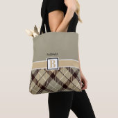 Weddenschap Tartan Monogram Naam Bridal Tote Bag (Dichtbij)