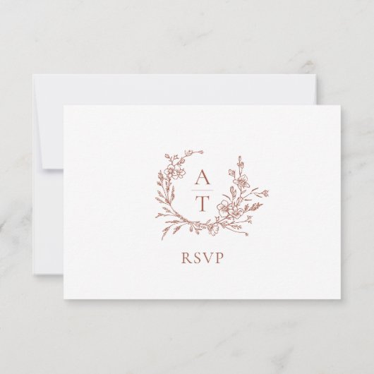 Weddenschap Terracotta Script Crest Monogram RSVP- Kaart (Achterkant)