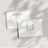 Weddenschap Terracotta Script Crest Monogram RSVP- Kaart