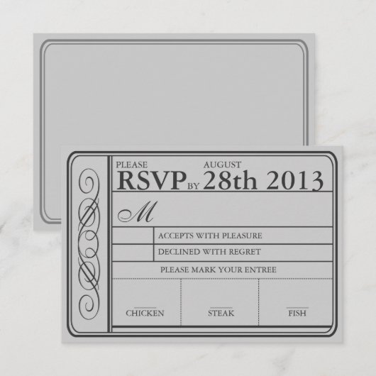 Weddenschap Ticket RSVP II Punchout Gray (Voorkant / Achterkant)