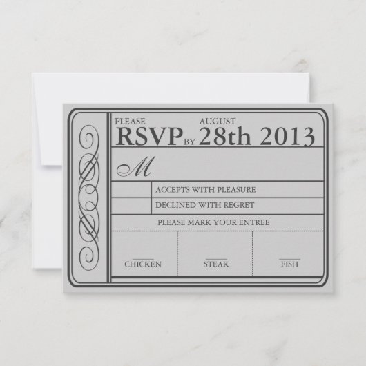 Weddenschap Ticket RSVP II Punchout Gray Kaartje (Voorkant)