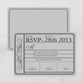 Weddenschap Ticket RSVP II Punchout Gray Kaartje (Voorkant / Achterkant)