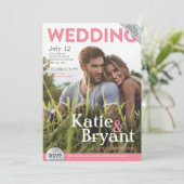 Weddenschap tijdschrift cover nodigage kaart (Staand voorkant)