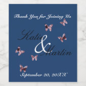 Weddenschap Tlegant roze Butterflies Gast Dank je Wijn Etiket (Enkel label)