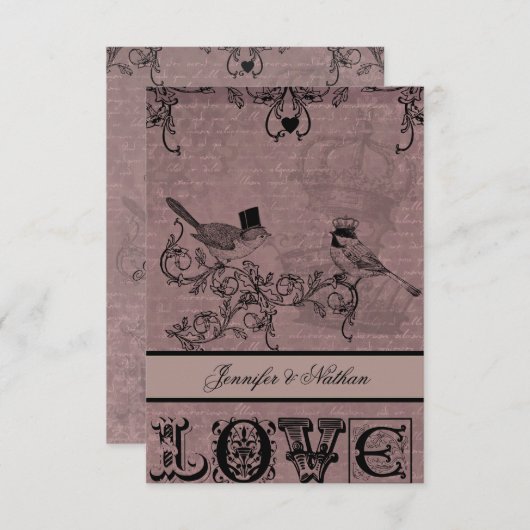 Weddenschap Tortelduifjes RSVP-kaart RSVP Kaartje (Voorkant / Achterkant)