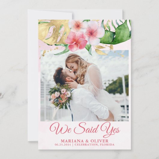 Weddenschap Tropische bloemen Gold Kaart (Voorkant)