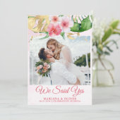 Weddenschap Tropische bloemen Gold Kaart (Staand voorkant)