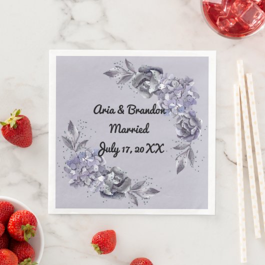 Weddenschap tussen Napkin en laatblauwe bloemen Servet (Insitu)