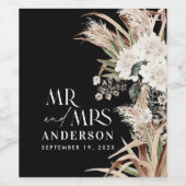 Weddenschap tussen pampas en eucalyptus moderne pa wijn etiket (Enkel label)