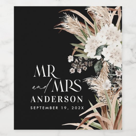 Weddenschap tussen pampas en eucalyptus moderne pa wijn etiket (Enkel label)