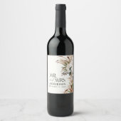 Weddenschap tussen pampas en eucalyptus moderne pa wijn etiket (Voorkant)