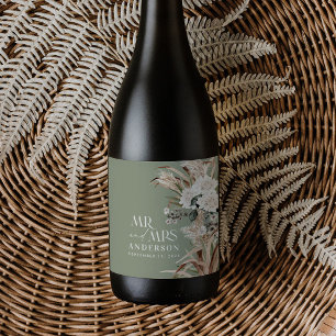 Weddenschap tussen pampas en eucalyptus moderne pa wijn etiket