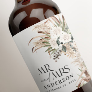 Weddenschap tussen pampas en eucalyptus moderne pa wijn etiket