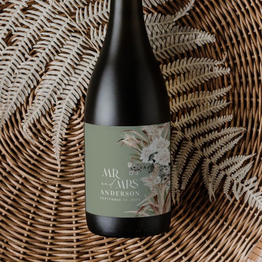 Weddenschap tussen pampas en eucalyptus moderne pa wijn etiket