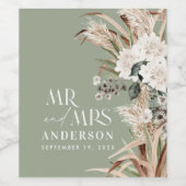 Weddenschap tussen pampas en eucalyptus moderne pa wijn etiket (Enkel label)