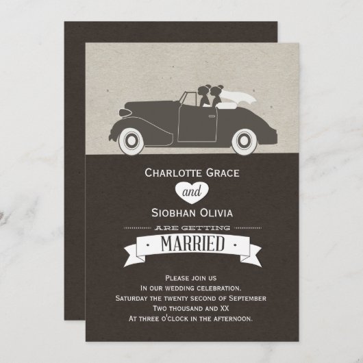 Weddenschap tussen twee bruidjes en lesbiennes kaart (Voorkant / Achterkant)