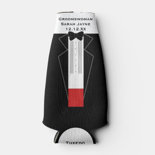 Weddenschap Tuxedo Groomsoman Flesjeskoeler (Voorkant)