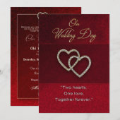 Weddenschap - Twee harten zijn één rood/goud Kaart (Voorkant / Achterkant)