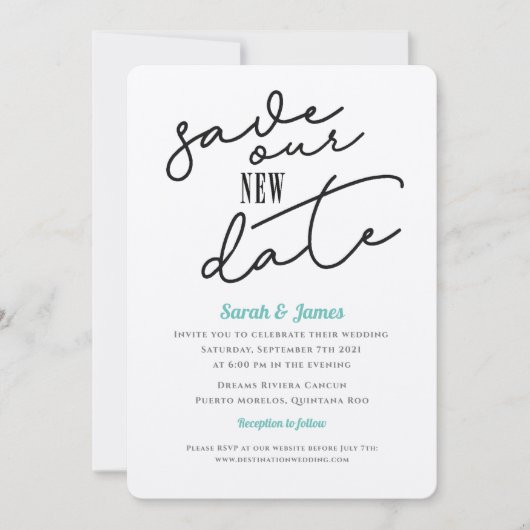 Weddenschap Uitgesteld Sla de nieuwe datum op Kaart (Voorkant)