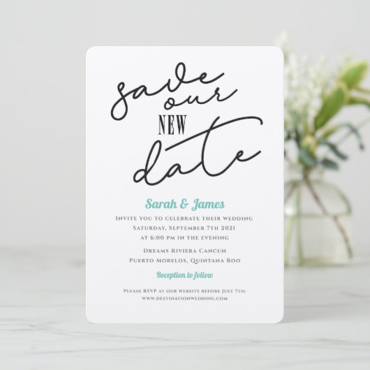 Weddenschap Uitgesteld Sla de nieuwe datum op Kaart (Staand voorkant)