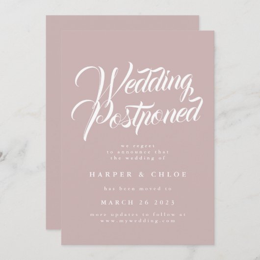 Weddenschap uitgesteld Verander de datum Save The Date (Voorkant / Achterkant)