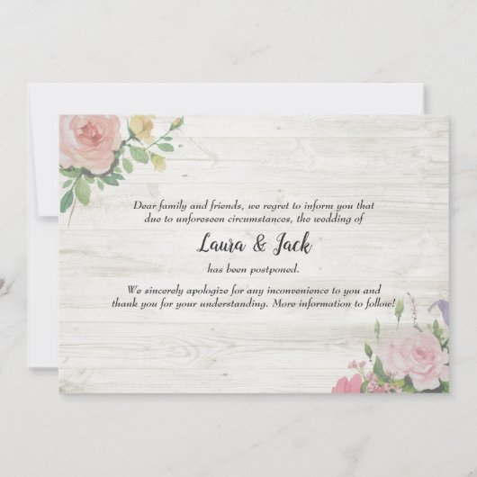 Weddenschap uitgesteld Verander de foto van het aa Aankondiging (Achterkant)