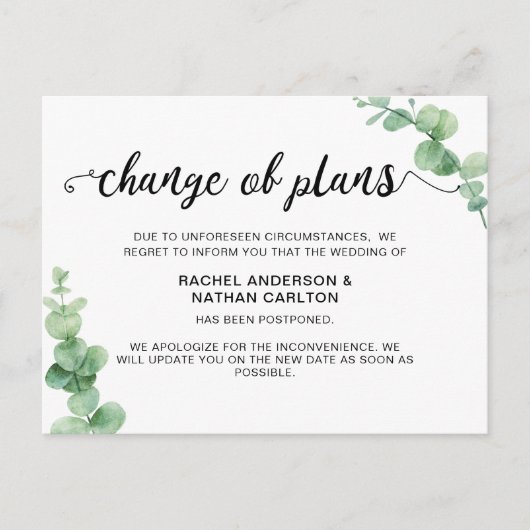 Weddenschap Uitgestelde eBay-annulering Eenvoudig Aankondigingskaart (Voorkant)