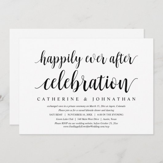 Weddenschap-uitlopement, gelukkig altijd na feestv kaart (Voorkant / Achterkant)