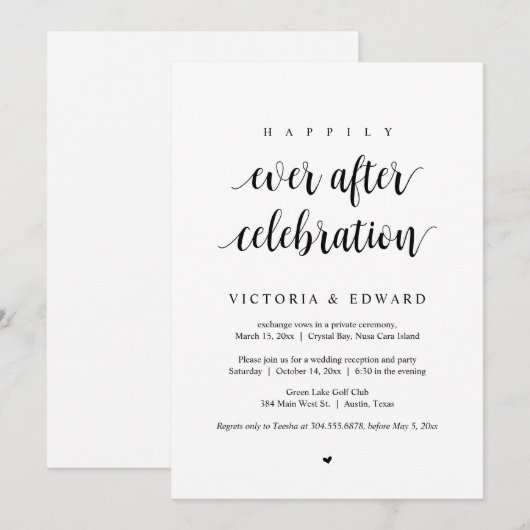 Weddenschap-uitlopement, gelukkig altijd na feestv kaart (Voorkant / Achterkant)