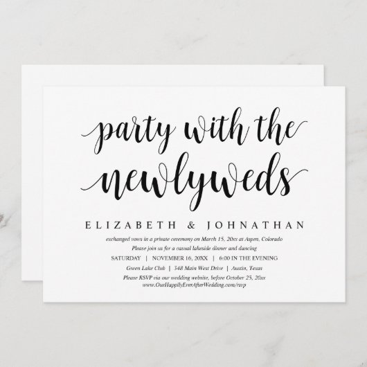 Weddenschap-uitlopement, gelukkig altijd na feestv kaart (Voorkant / Achterkant)