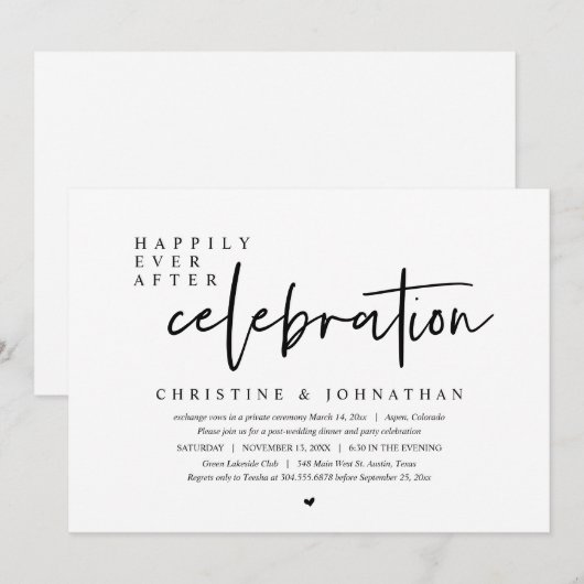 Weddenschap-uitlopement, gelukkig altijd na feestv kaart (Voorkant / Achterkant)