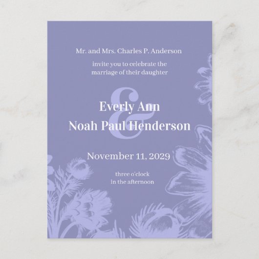 Weddenschap Uitnodiging-Blauwe  Perwinkle-bloemen Aankondigingskaart (Voorkant)