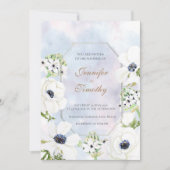 Weddenschap Uitnodiging Botanische witte anenbloem (Voorkant)