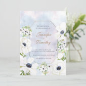 Weddenschap Uitnodiging Botanische witte anenbloem (Staand voorkant)