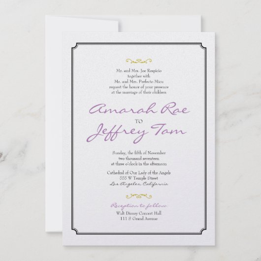 Weddenschap Uitnodiging Elegant Border (Voorkant)