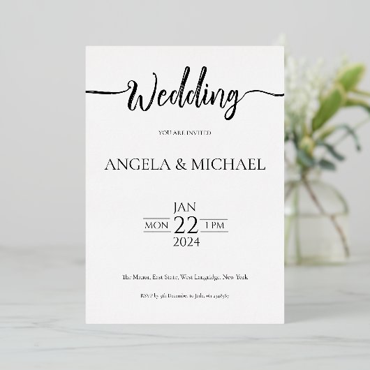 Weddenschap Uitnodiging Elegant Calligrafie (Staand Voorkant)