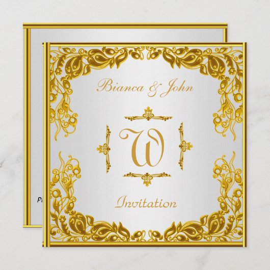 Weddenschap Uitnodiging Elegant Gold (Voorkant / Achterkant)