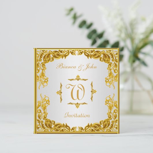 Weddenschap Uitnodiging Elegant Gold (Staand voorkant)
