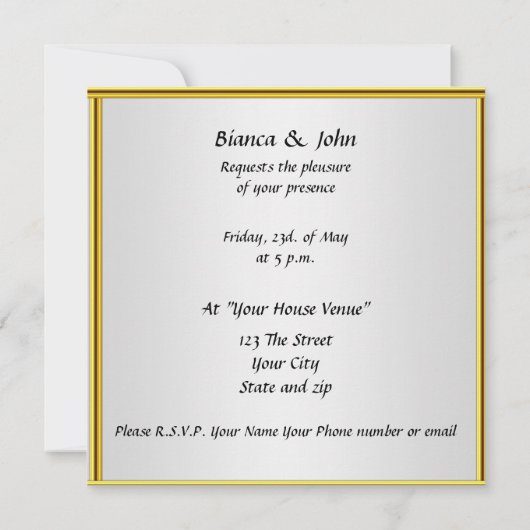 Weddenschap Uitnodiging Elegant Gold (Achterkant)