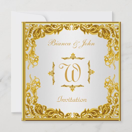 Weddenschap Uitnodiging Elegant Gold (Voorkant)