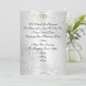 Weddenschap-uitnodiging elegant-witte satijn flora kaart (Staand voorkant)