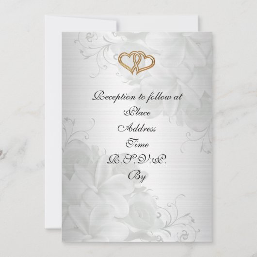 Weddenschap-uitnodiging elegant-witte satijn flora kaart (Achterkant)
