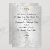 Weddenschap-uitnodiging elegant-witte satijn flora kaart (Voorkant / Achterkant)