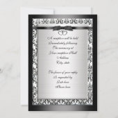 Weddenschap Uitnodiging elegant Zwart wit (Achterkant)